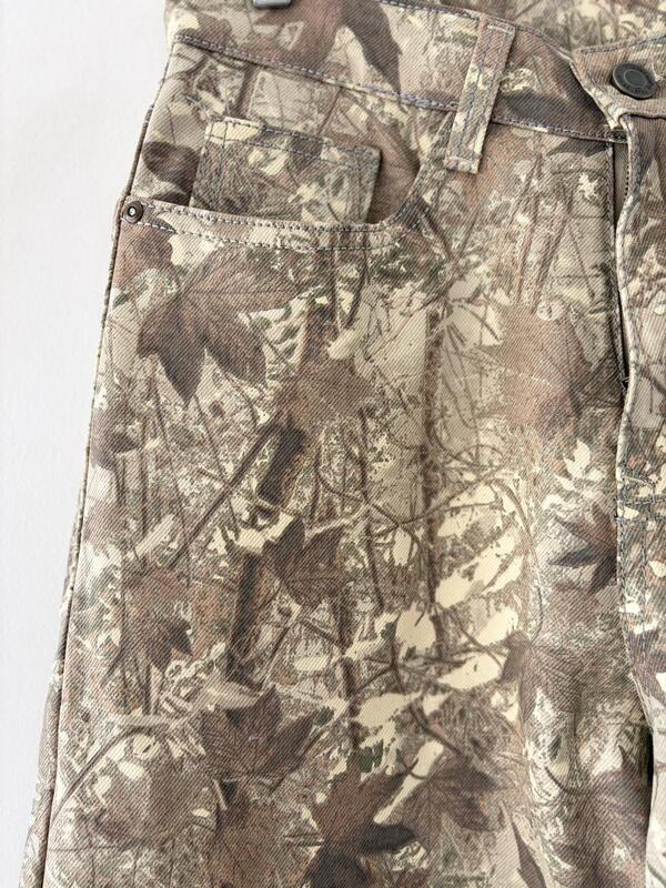 Beige forest camo baggy jeans