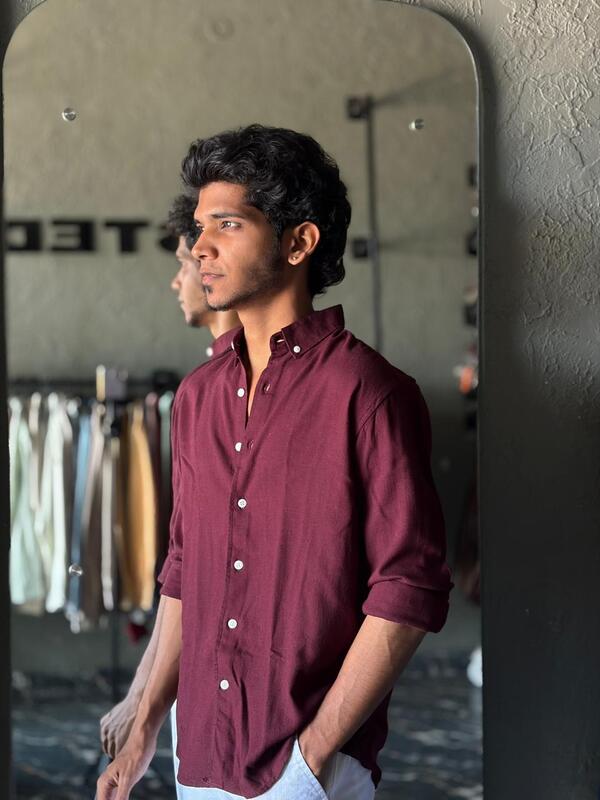 Maroon regal linen shirt