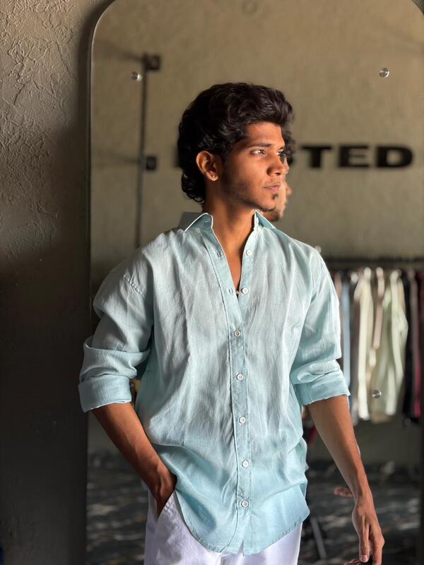 Azure breeze linen shirt