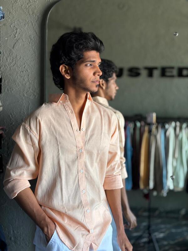 Peach essence linen shirt