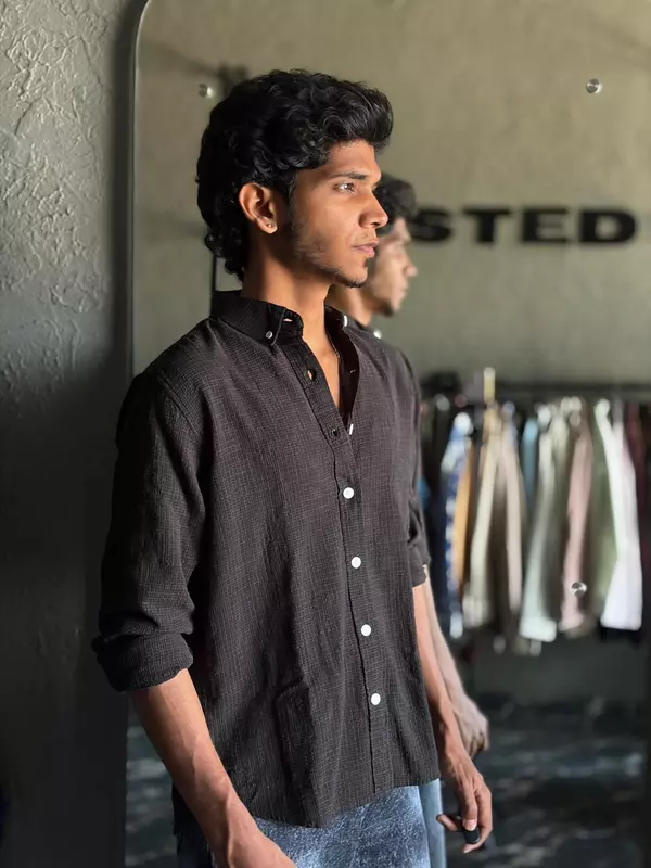 Onyx textured check shirt