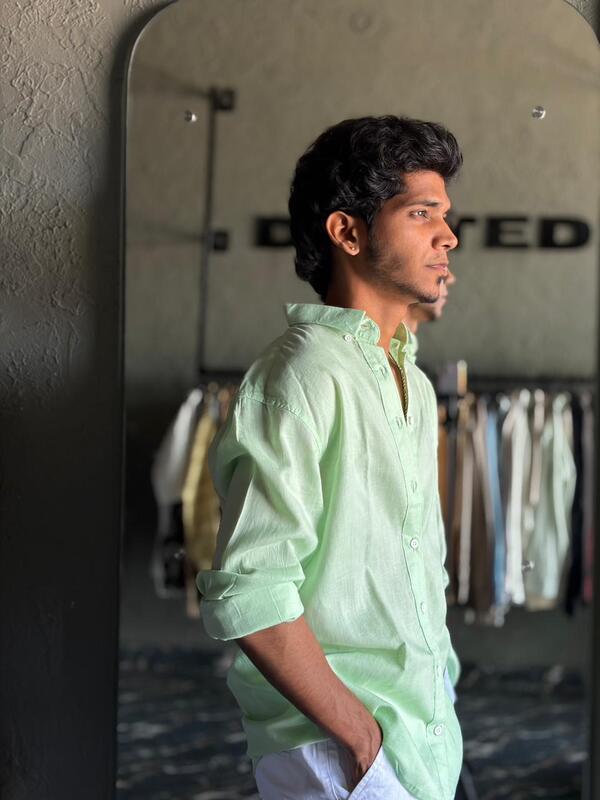 Mint serenity linen shirt