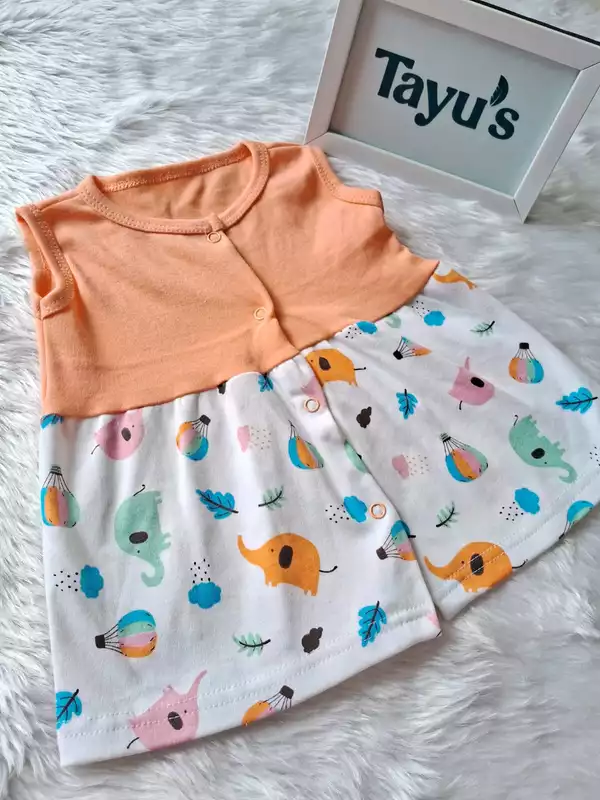 Cotton Button Frocks Combo-Pack of 3