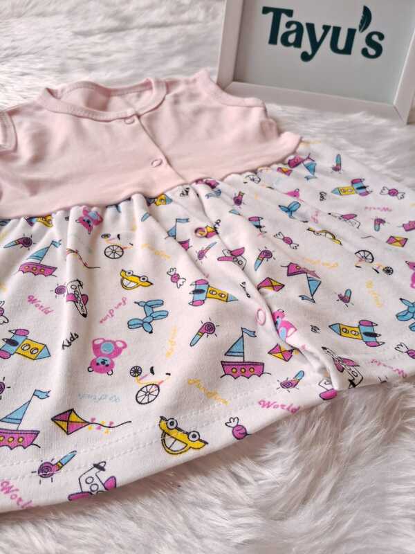 Cotton Button Frocks Combo-Pack of 3