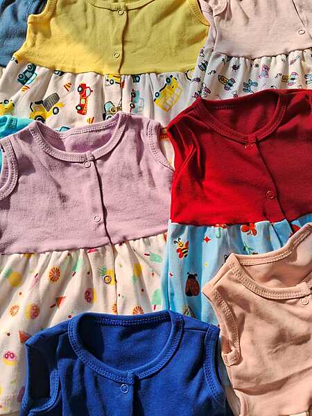 Cotton Button Frocks Combo-Pack of 3
