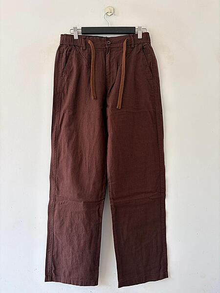 Chocolate baggy-fit linen pants