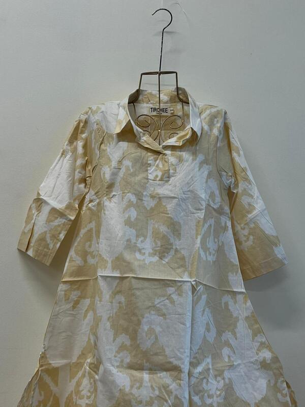 Kavya's High-Low Collared Top - Cream & Ikkhat