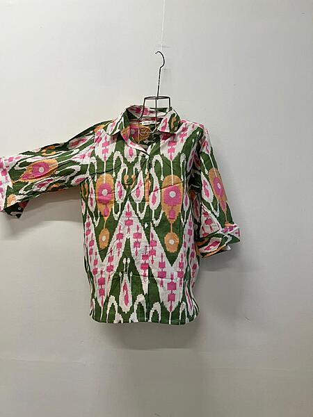 Amala's Wide & Flared Sleeve Shirt - Green & Ikkhat