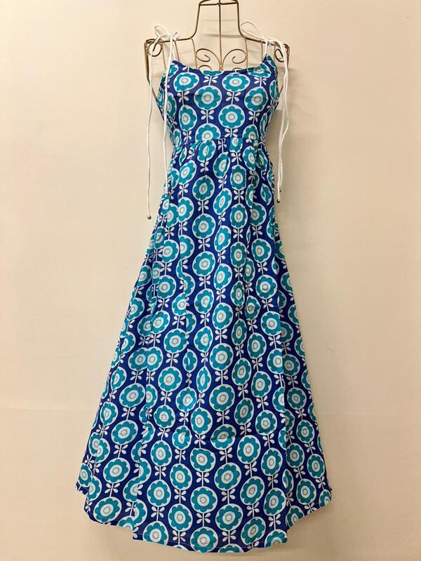 Zara's Classic Tube Dress - Blue With Blue Flowers