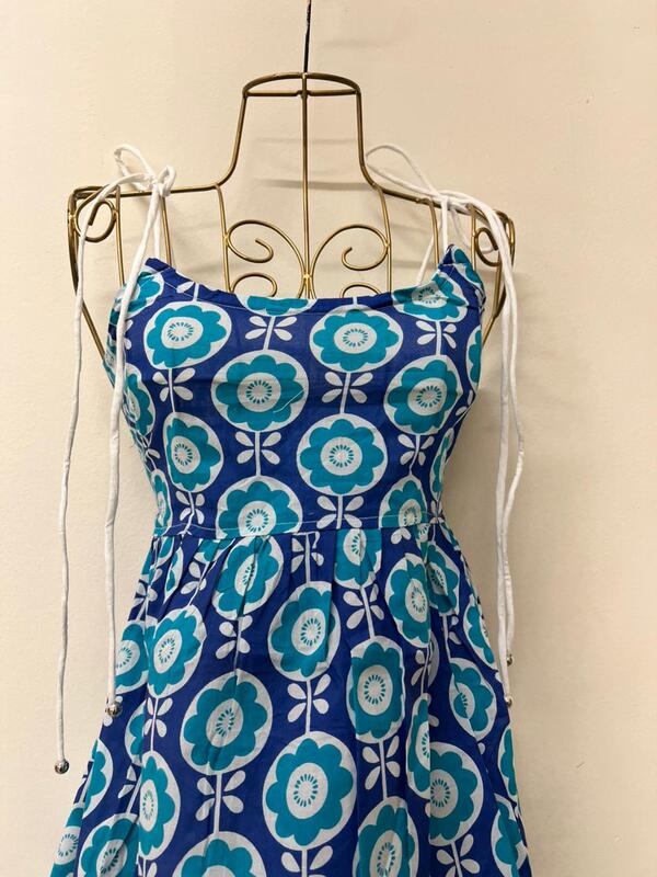 Zara's Classic Tube Dress - Blue With Blue Flowers