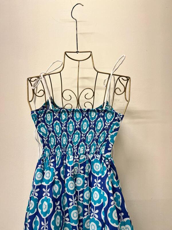 Zara's Classic Tube Dress - Blue With Blue Flowers