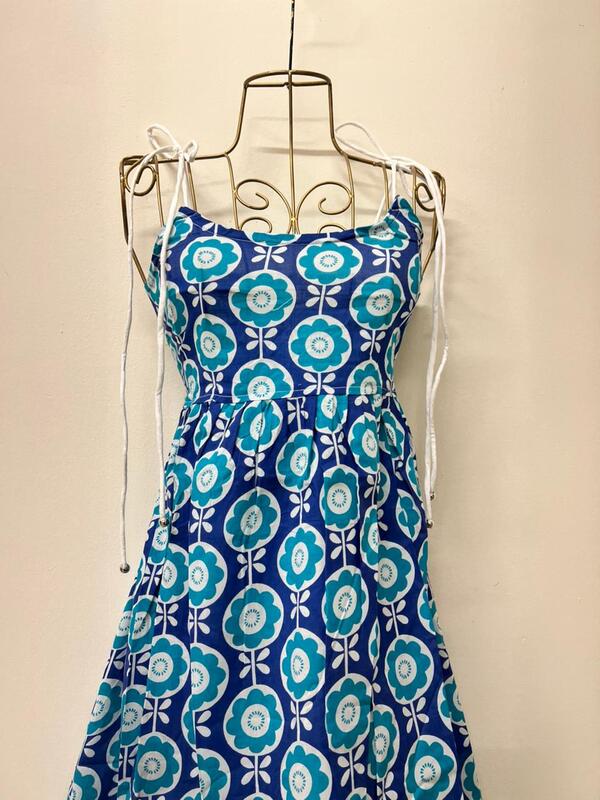 Zara's Classic Tube Dress - Blue With Blue Flowers