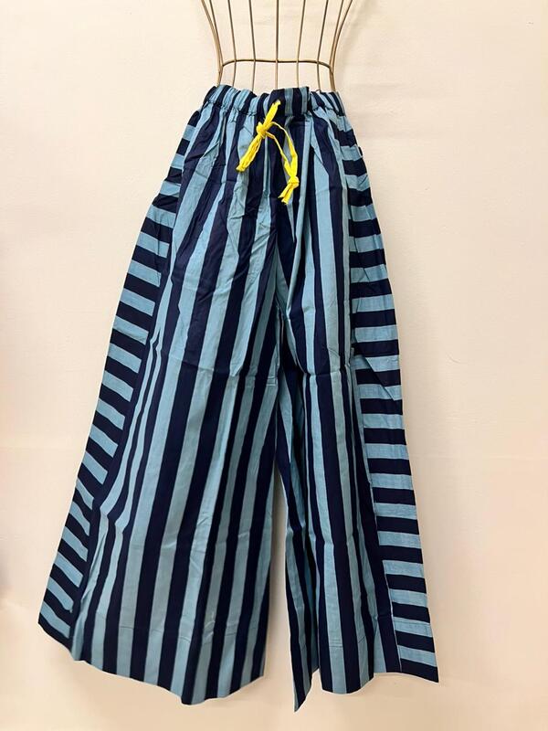 Anya's Flared Lounge pants - Blue & Blue Stripes
