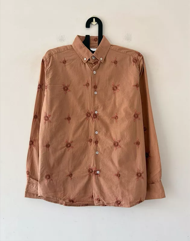 Peach starburst embroidered shirt