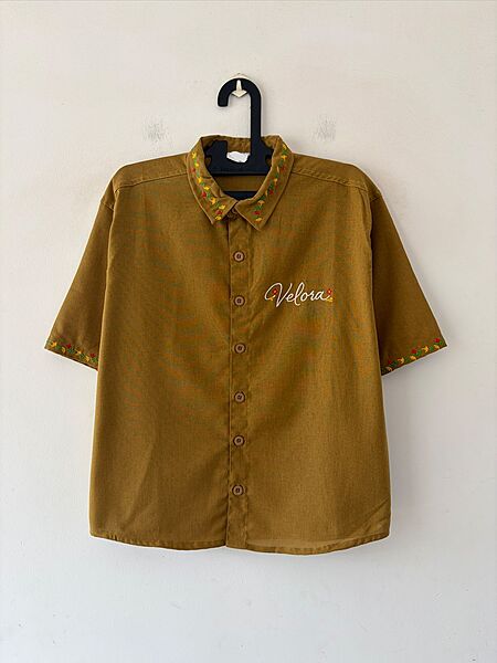 Mustard bloom embroidered shirt