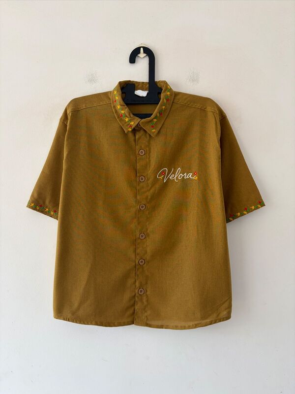 Mustard bloom embroidered shirt
