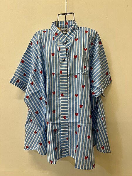 Junoon's Anti-Fit Shirt - Blue & White Stripes with Hearts