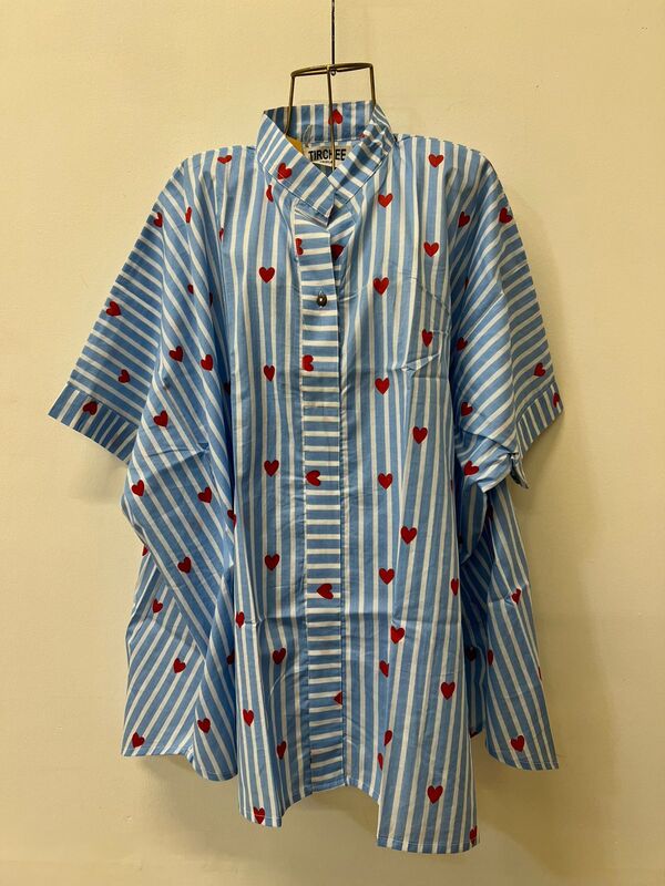 Junoon's Anti-Fit Shirt - Blue & White Stripes with Hearts