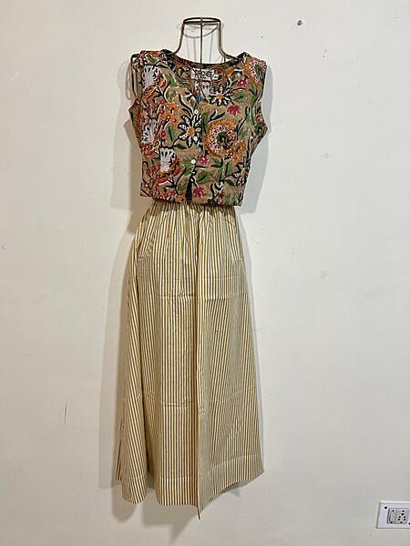 Nutan's princess top and straight skirt set - Mustard & Mustard Skirt