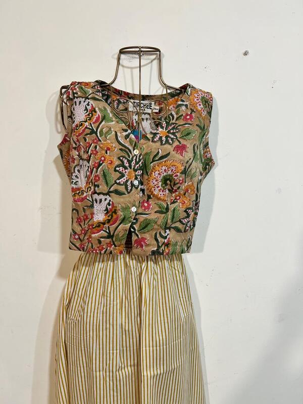 Nutan's princess top and straight skirt set - Mustard & Mustard Skirt