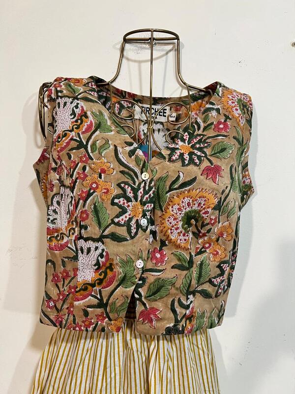 Nutan's princess top and straight skirt set - Mustard & Mustard Skirt