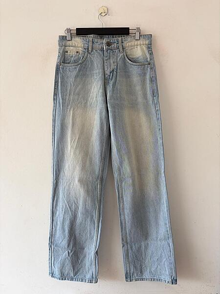 Light blue whisker straight fit jeans