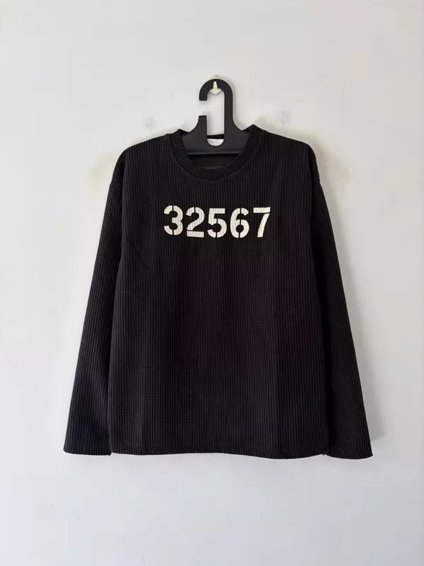 Dark navy waffle-knit sweatshirt
