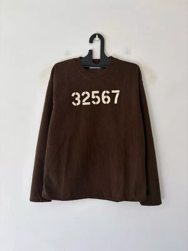 Brown waffle-knit sweatshirt
