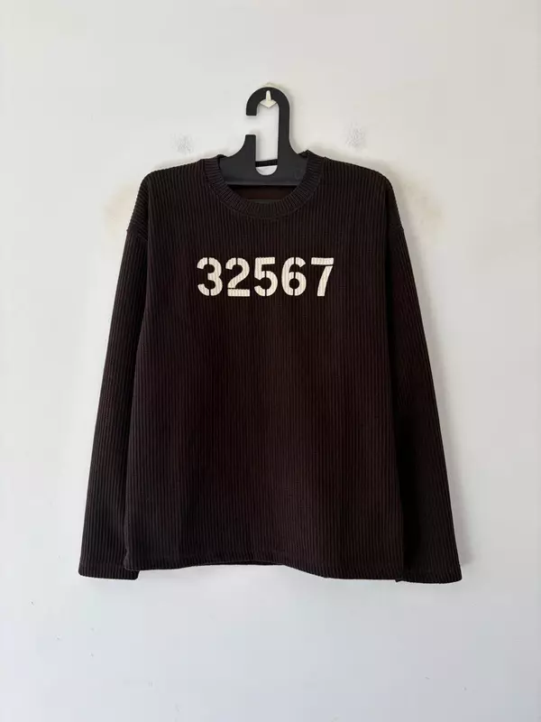 Chocolate waffle-knit sweatshirt