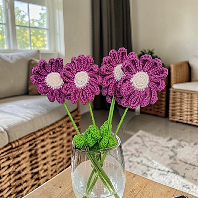 Crochet Large Purple Daisy Flower