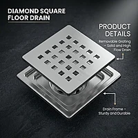 Diamond Square Floor Drain