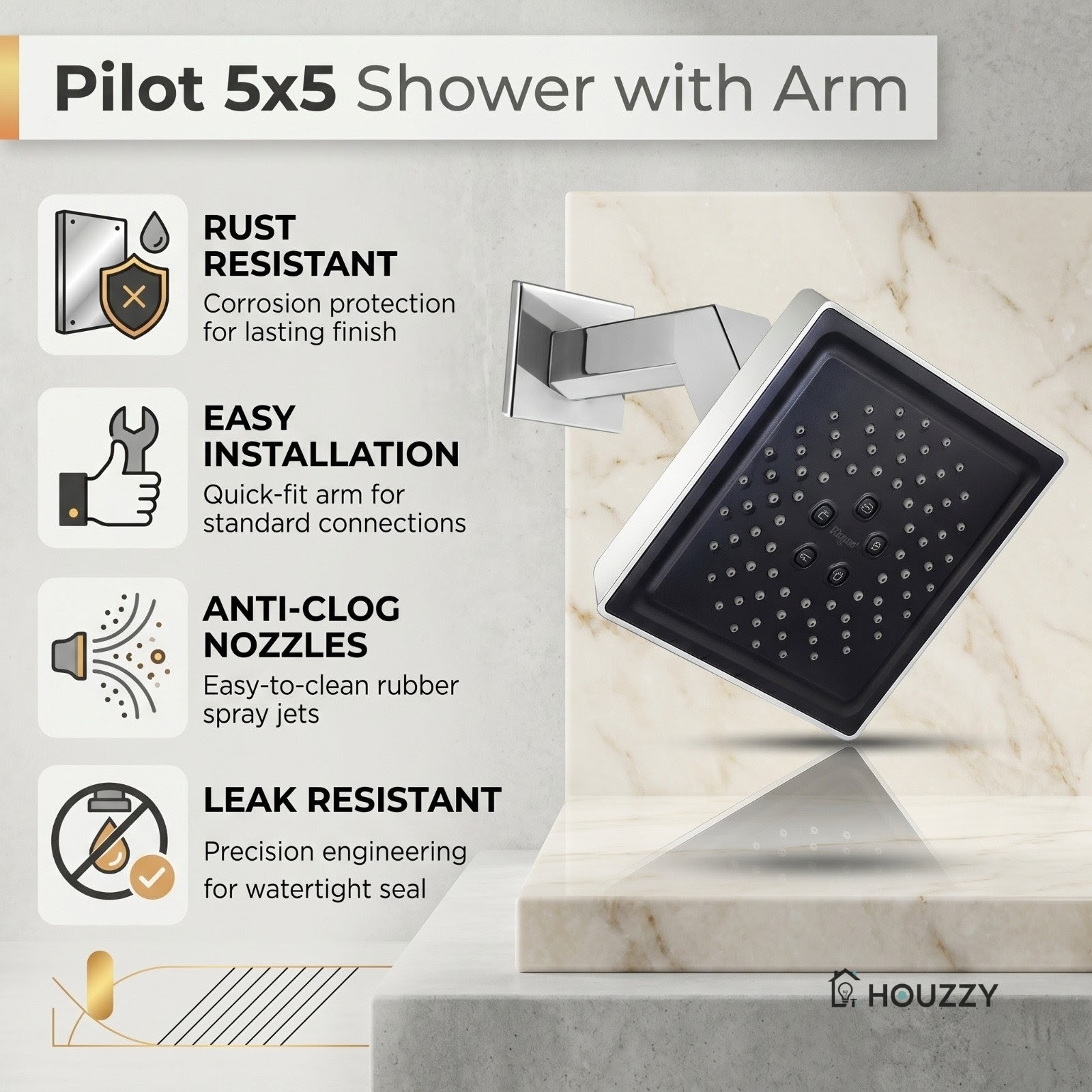 Pilot 5x5 Shower with Arm