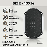) Quadra (Black) 10x14 10x14 Premium ABS Shower Head