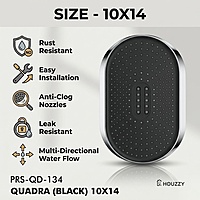 ) Quadra (Black) 10x14 10x14 Premium ABS Shower Head