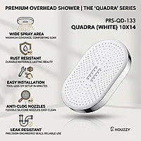 Quadra (White) 10x14 Premium ABS Shower Head
