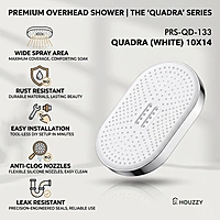 Quadra (White) 10x14 Premium ABS Shower Head