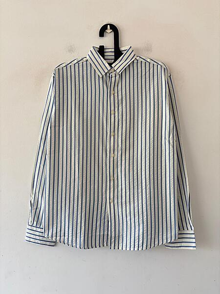 Azure textured stripes shirt