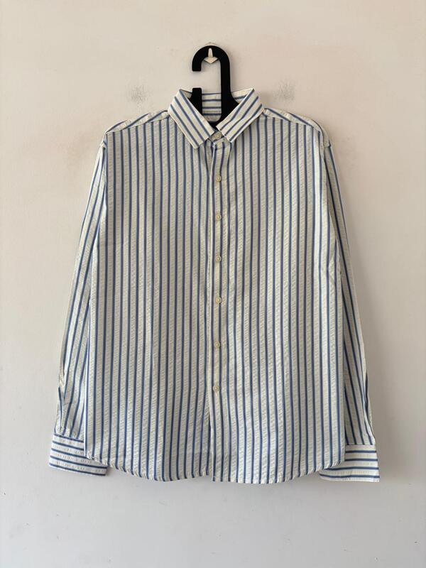 Azure textured stripes shirt