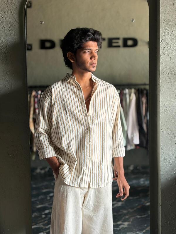 Chestnut textured stripes shirt