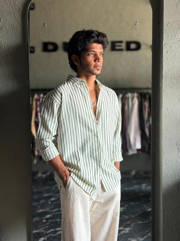 Forest textured stripes shirt