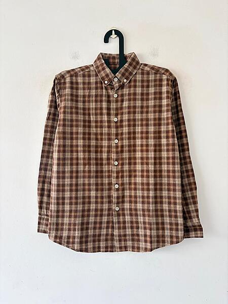 Walnut brown & cream check shirt