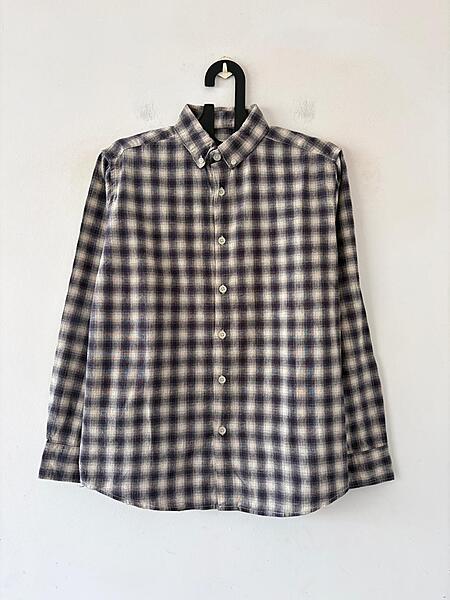 Indigo blue & frost grey check shirt