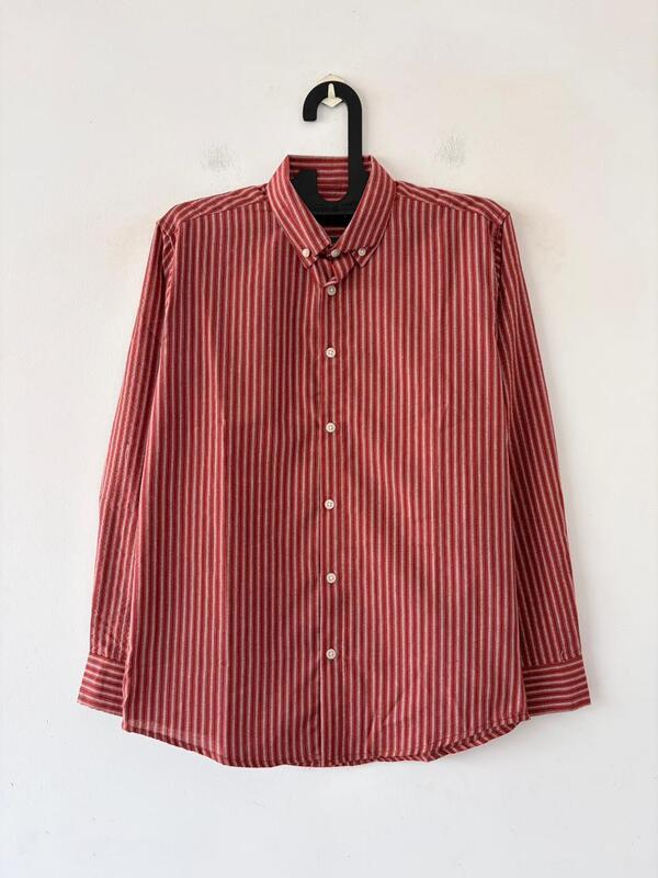 Crimson textured stripes shirt