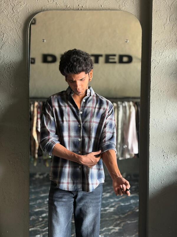 Midnight navy & ember check shirt