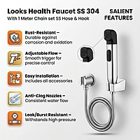 Looks (Black) Health Faucet (S.S. 304) – 1 Meter Chain Set