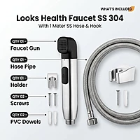 Looks (Black) Health Faucet (S.S. 304) – 1 Meter Chain Set
