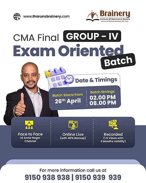 CMA Final – Group IV Exam Oriented Batch