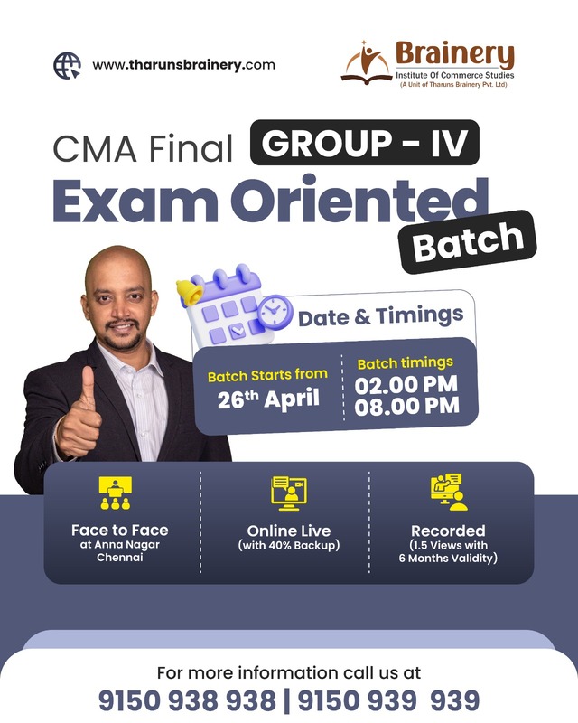 CMA Final – Group IV Exam Oriented Batch