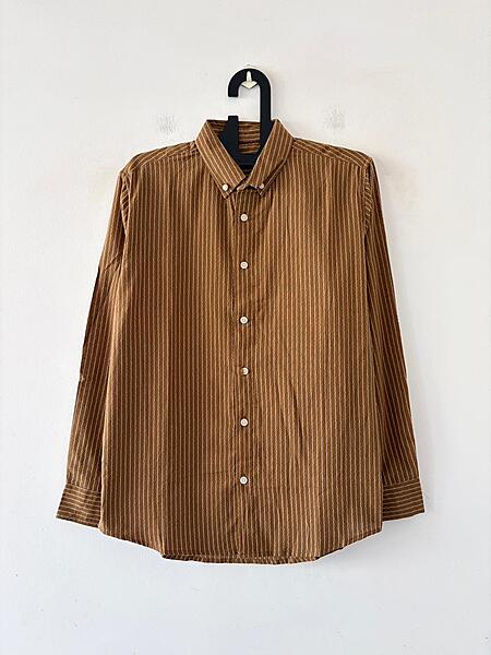 Caramel textured stripes shirt