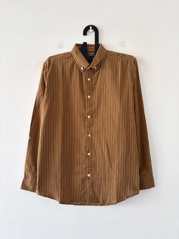 Caramel textured stripes shirt
